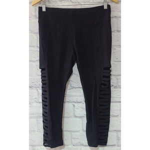 Betsey Johnson Performance Leggings Women's Large Black Yoga Activewear Cutouts